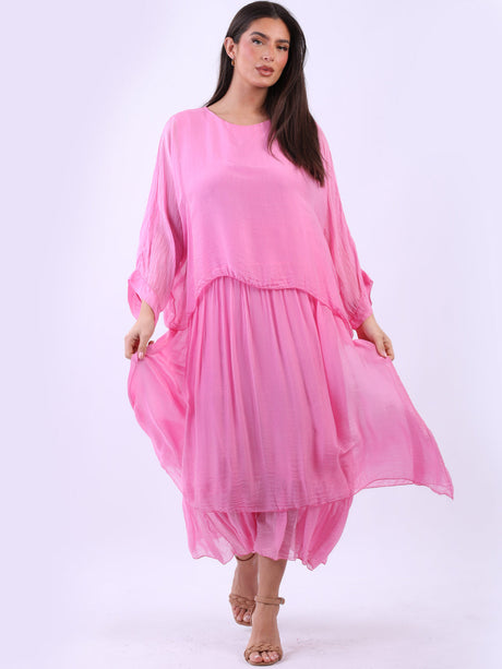 Plus Size 2-Layer Plain Silk Maxi Dress