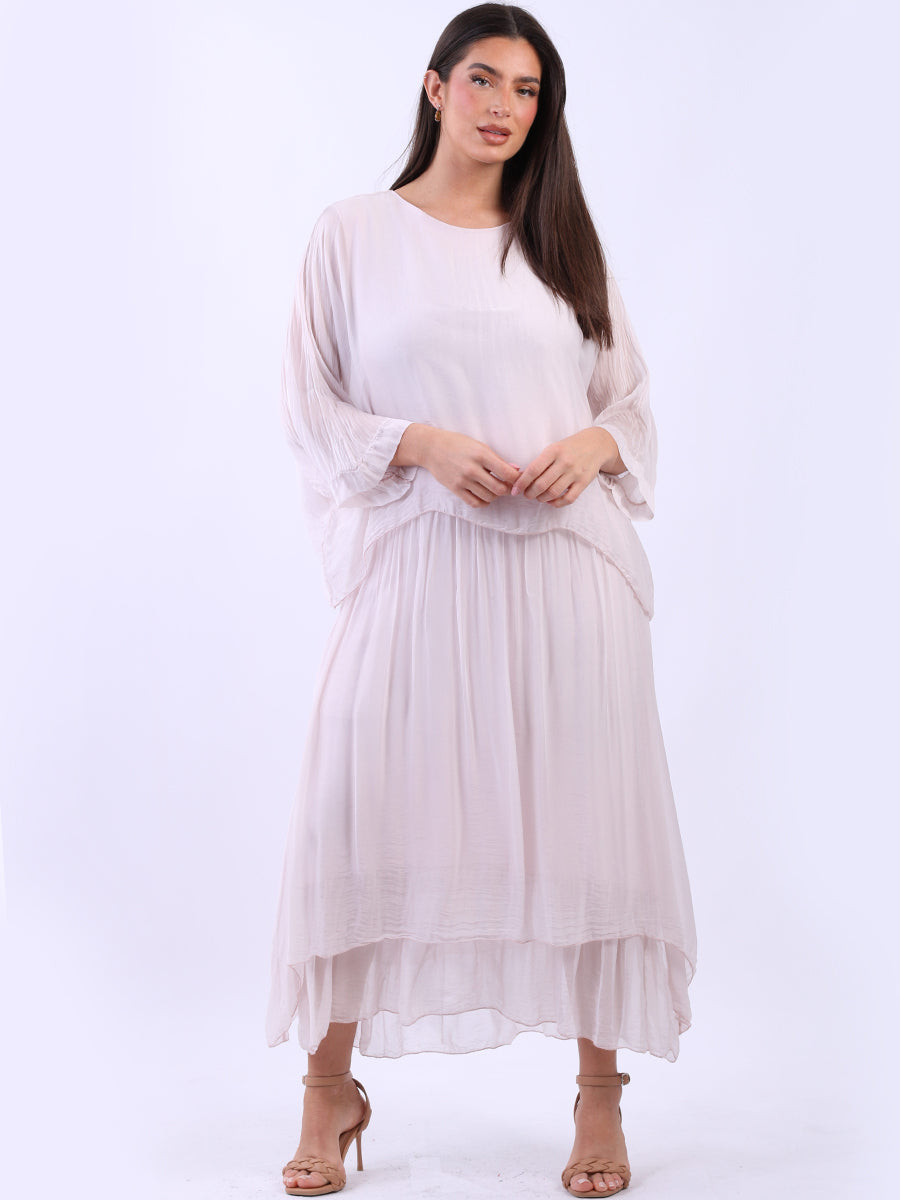 Plus Size 2-Layer Plain Silk Maxi Dress