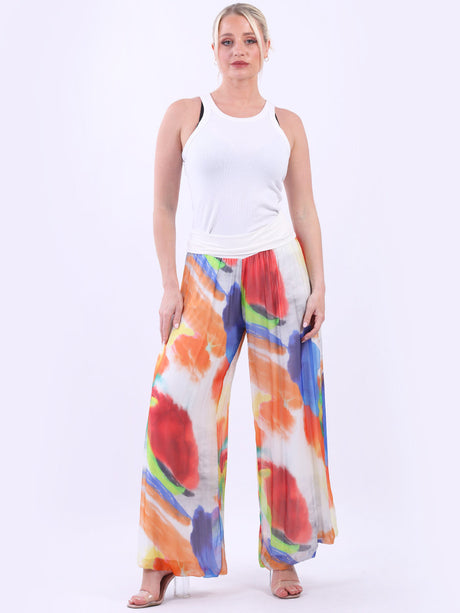 Tie And Dye Wide Leg Harem Silk Palazzo