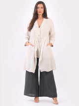 Button Down Long Linen Jacket