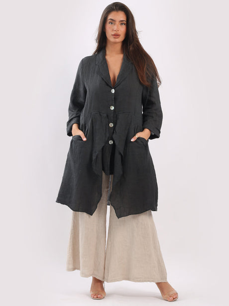 Button Down Long Linen Jacket