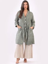 Button Down Long Linen Jacket