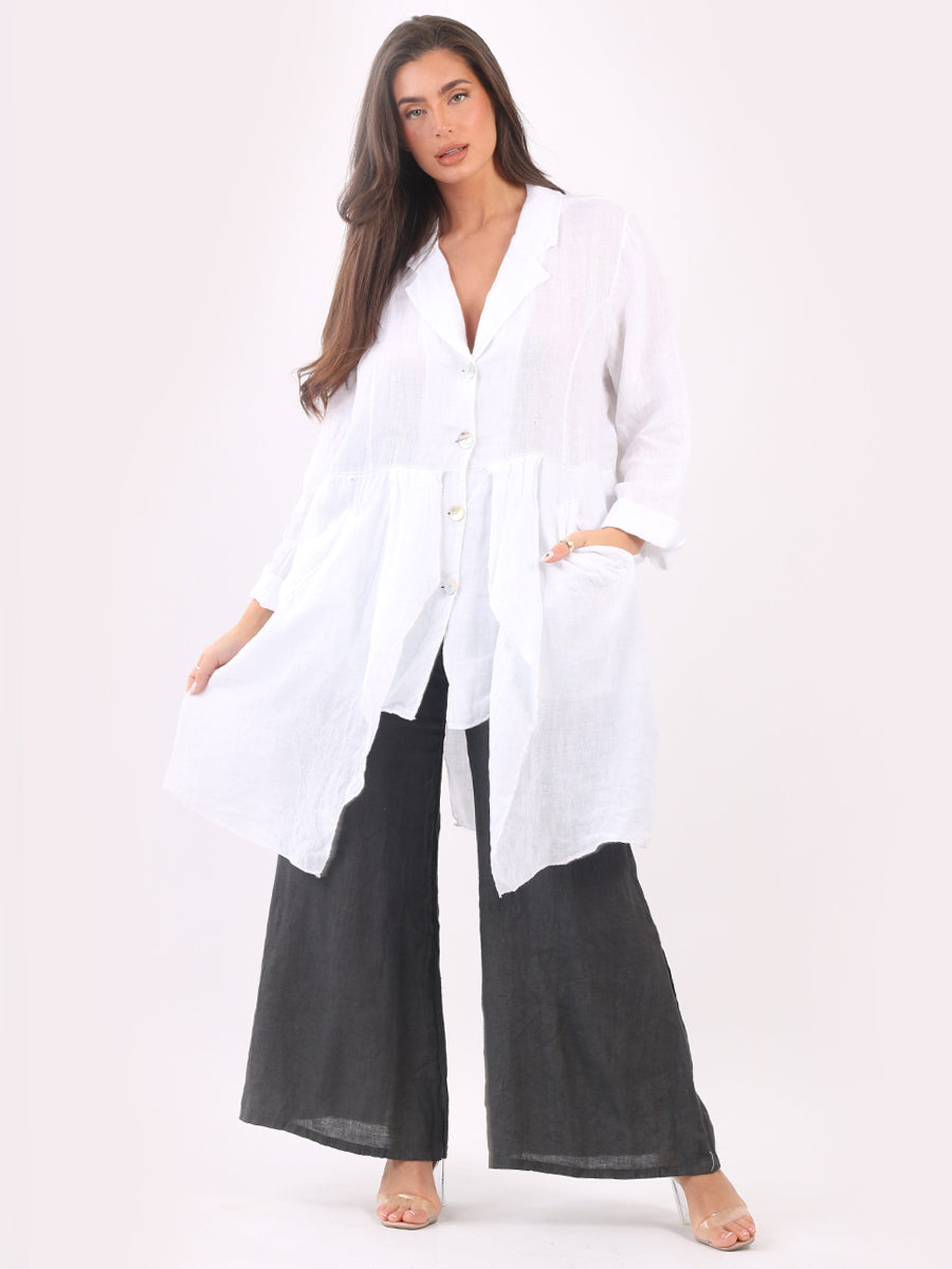 Button Down Long Linen Jacket