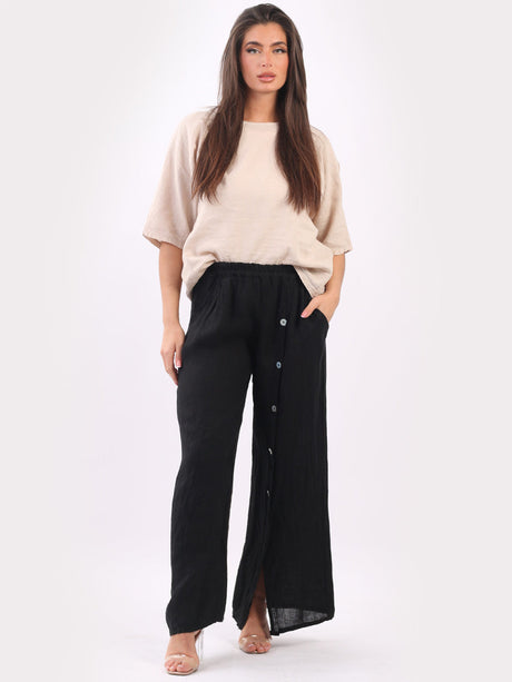 Wide Leg Linen Trouser