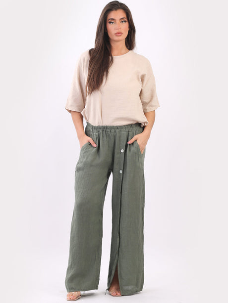 Wide Leg Linen Trouser