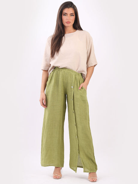 Wide Leg Linen Trouser