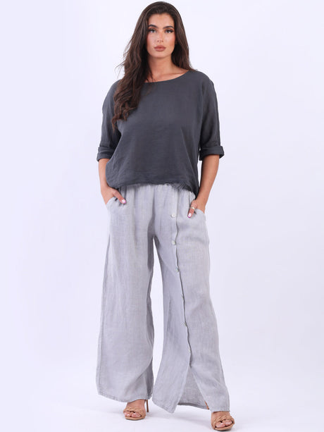 Wide Leg Linen Trouser