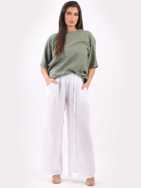 Wide Leg Linen Trouser