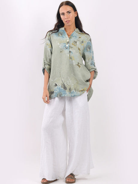 Linen Lagenlook Floral Top