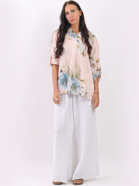 Linen Lagenlook Floral Top