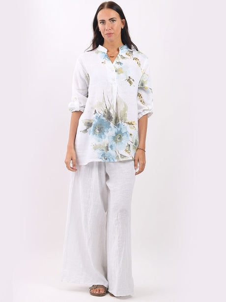 Linen Lagenlook Floral Top