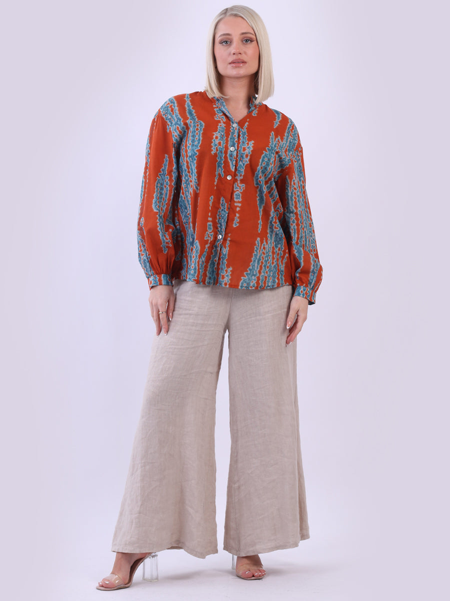 Tie Dyed Cotton Crop Blouse Rust