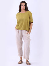 Cotton Solid Crop Boxy Top