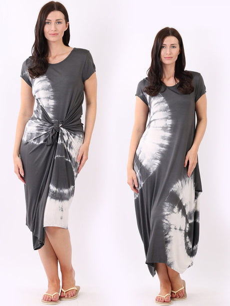 Ladies Tie Dye Maxi Drape Summer Dress