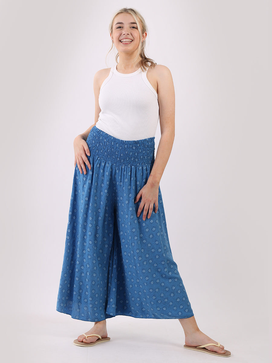 Ladies Flared Wide Leg Floral Palazzo Trouser