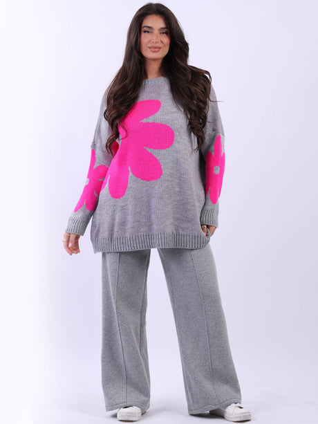 Floral Oversized Wool Knitted Jumper