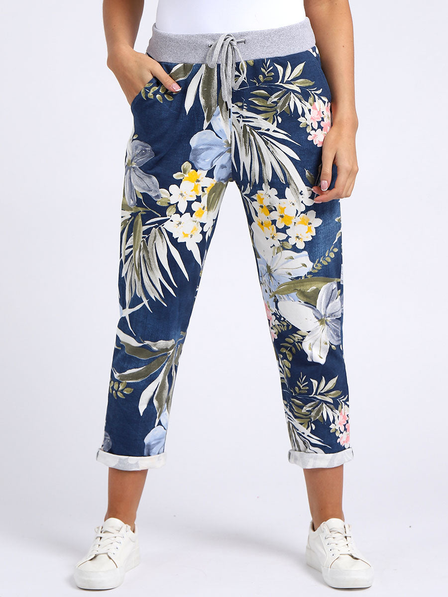 Stylish Floral Print Women Cotton Joggers