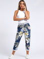 Made In Italy Floral Print Classy Cotton Joggers-Light denim