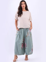 Floral Print Linen Culotte