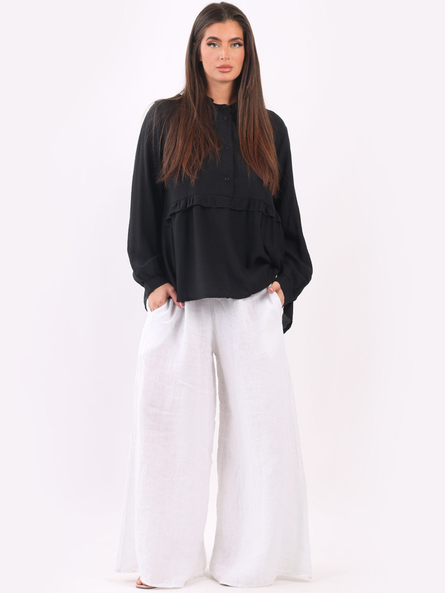 Ruffle Peplum Top Black