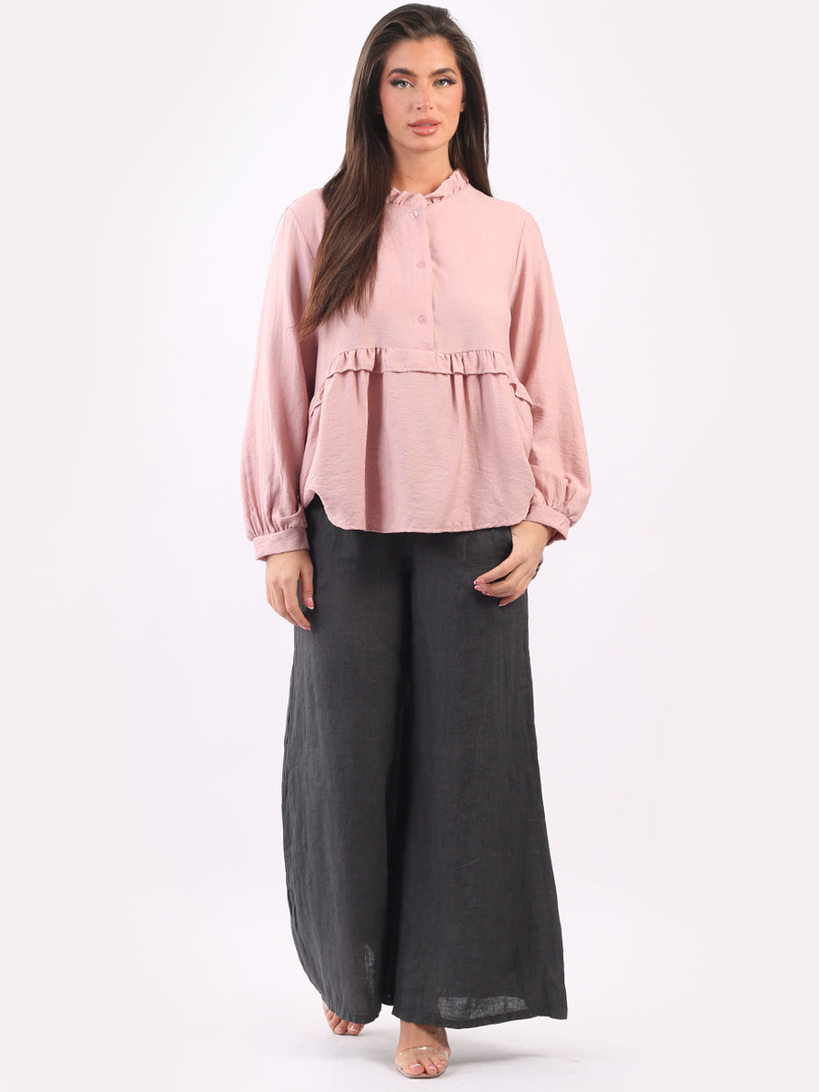 Ruffle Peplum Top Pink