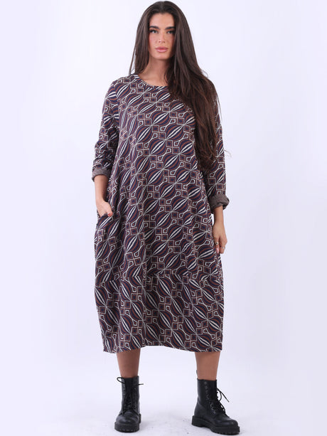 Geometric Print Plus Size Dress