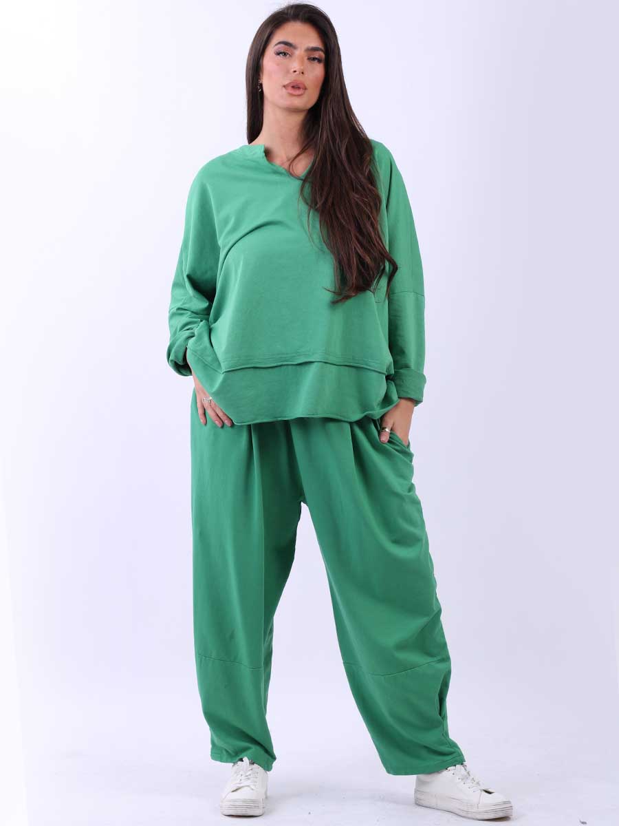 Cotton Baggy Tunic Top Green