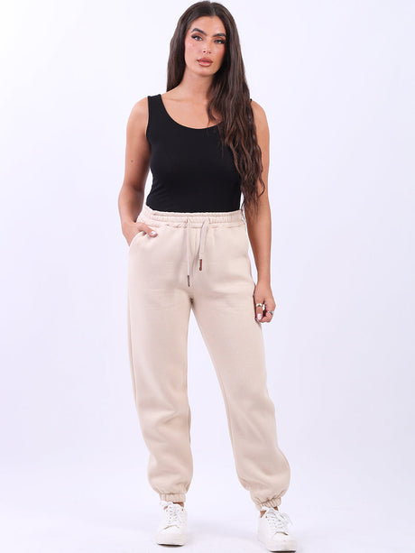 Ladies Plain Casual Comfy Cotton Fleece Trouser