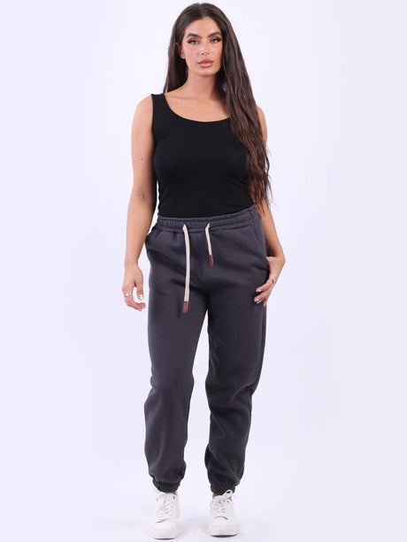 Ladies Plain Casual Comfy Cotton Fleece Trouser