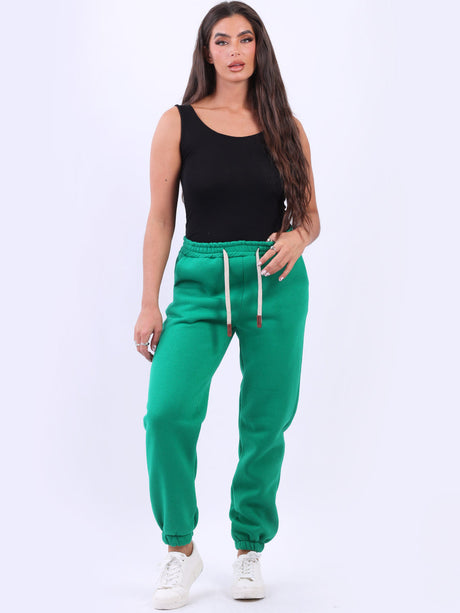 Ladies Plain Casual Comfy Cotton Fleece Trouser