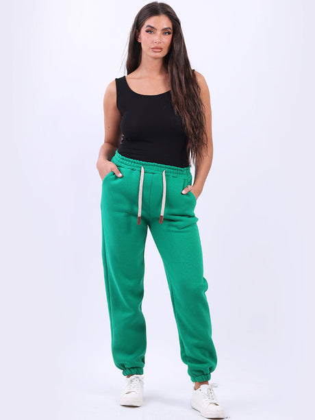 Ladies Plain Casual Comfy Cotton Fleece Trouser