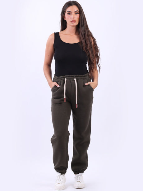 Ladies Plain Casual Comfy Cotton Fleece Trouser