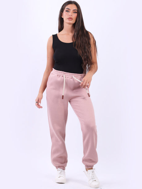 Ladies Plain Casual Comfy Cotton Fleece Trouser