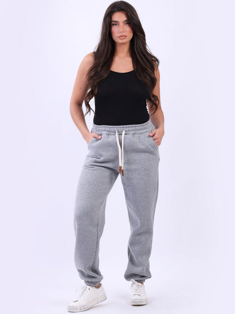 Ladies Plain Casual Comfy Cotton Fleece Trouser