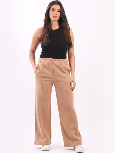 Plain Cotton Wide Leg Ladies Fleece Trouser