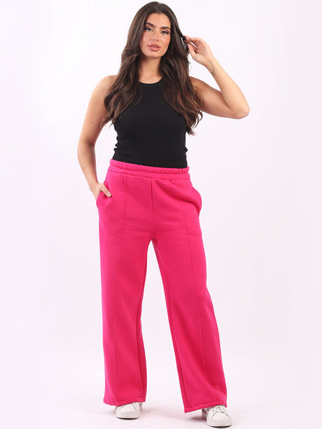 Plain Cotton Wide Leg Ladies Fleece Trouser