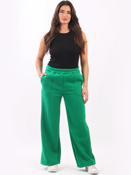 Plain Cotton Wide Leg Ladies Fleece Trouser