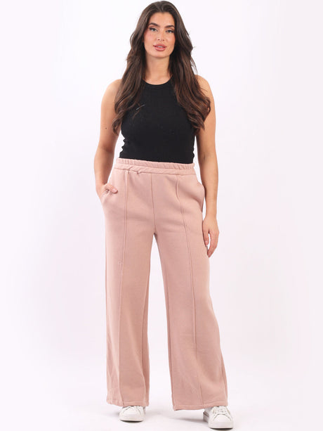 Plain Cotton Wide Leg Ladies Fleece Trouser