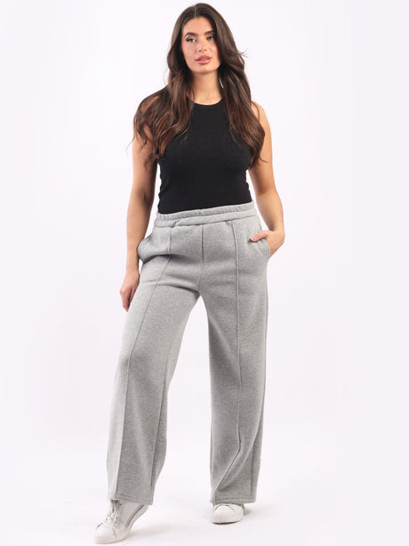 Plain Cotton Wide Leg Ladies Fleece Trouser