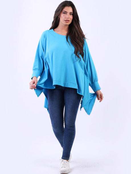 Plus Size Women Plain Cotton Lagenlook Top