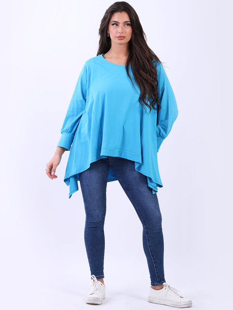 Plus Size Women Plain Cotton Lagenlook Top