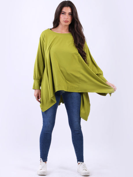 Plus Size Women Plain Cotton Lagenlook Top