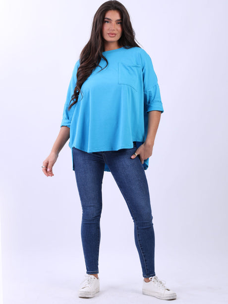 Women Drop Shoulders Solid Cotton Lagenlook Tee