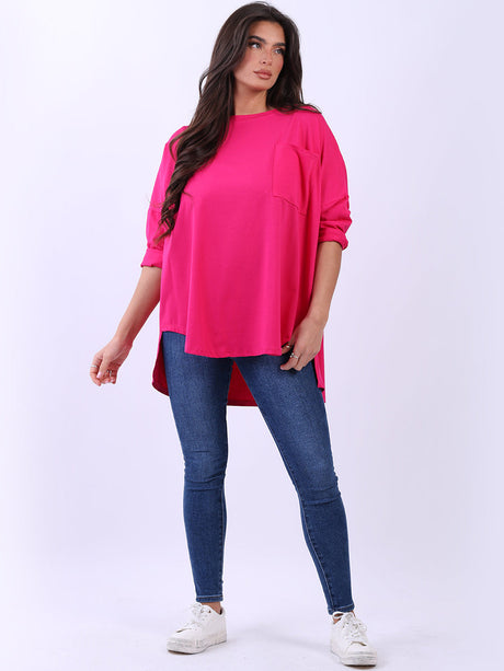 Women Drop Shoulders Solid Cotton Lagenlook Tee