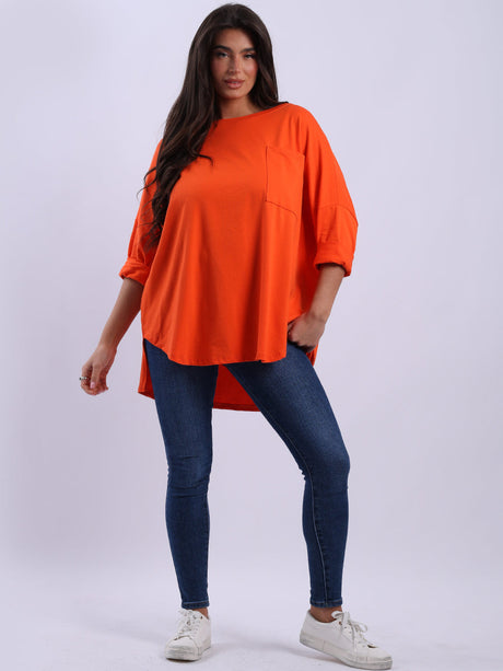 Women Drop Shoulders Solid Cotton Lagenlook Tee