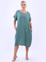 Solid Linen Summer Midi Dress