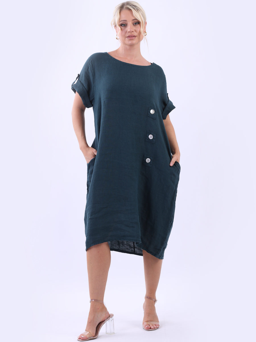 Solid Linen Summer Midi Dress