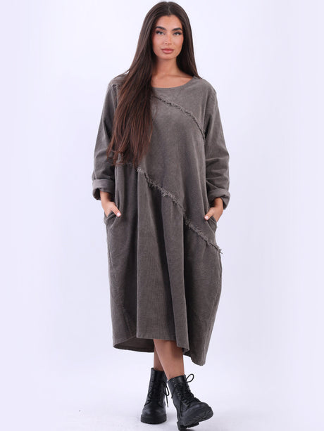 Plus Size Cotton Corduroy Dress