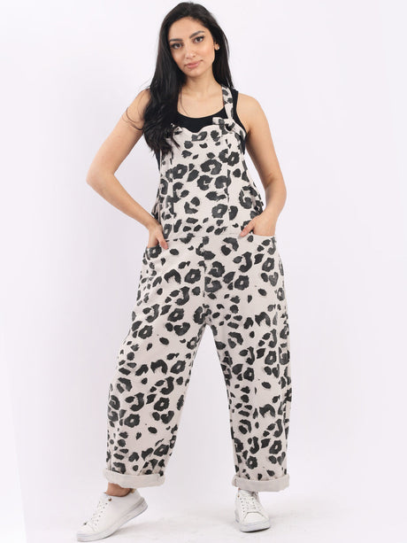 Leopard Print Ladies Cotton Dungaree