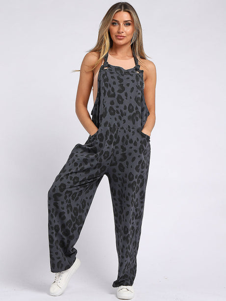 Leopard Print Ladies Cotton Dungaree